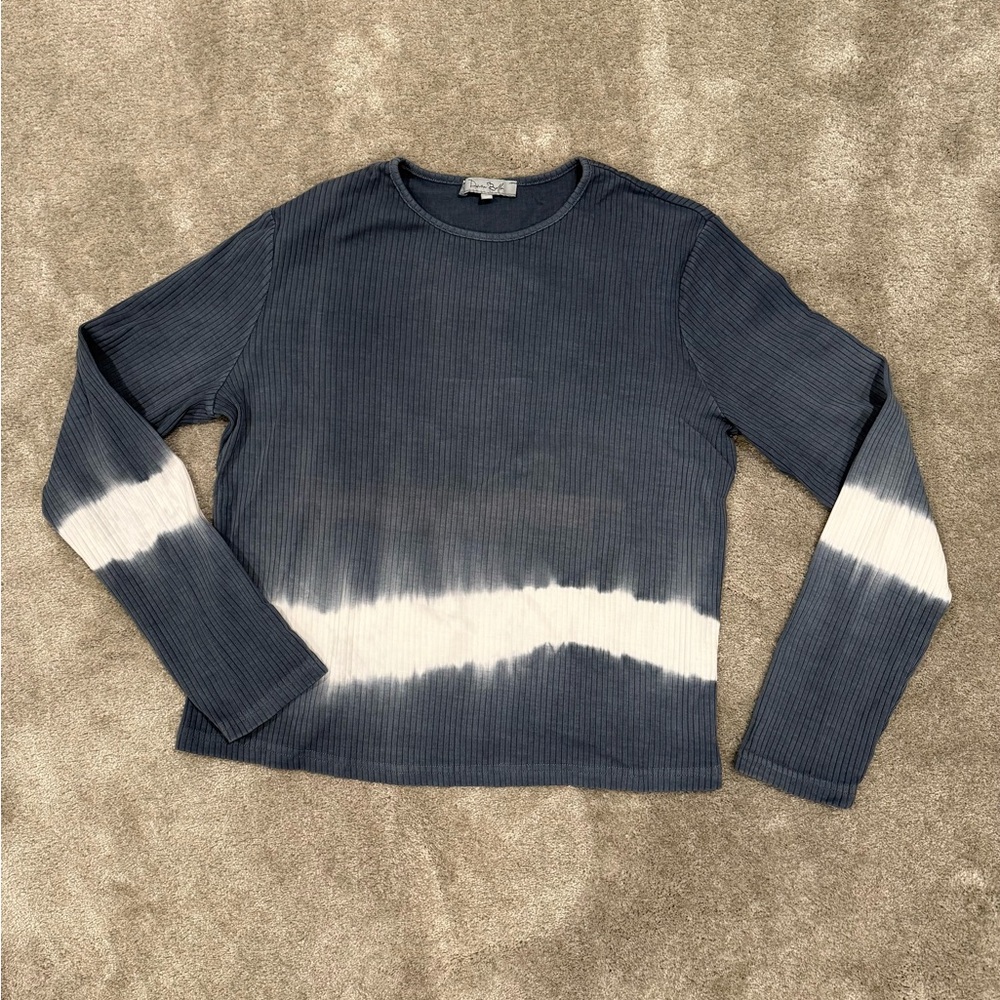 Diane Gilman Blue And White Ribbed Top
